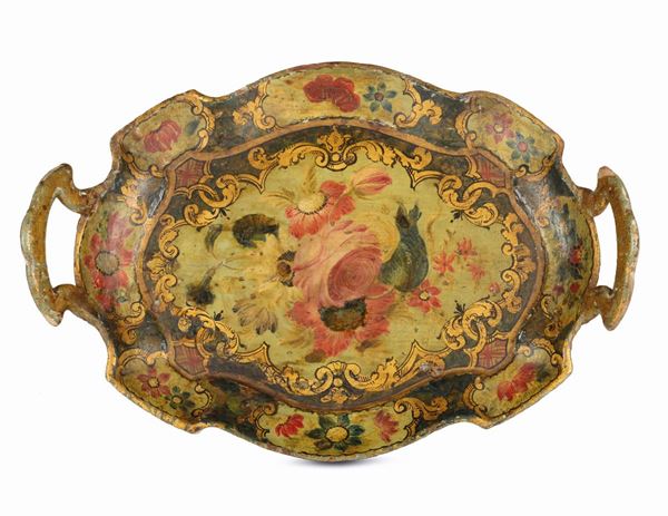 A small oval two-handled tray, Venice, mid-18th century