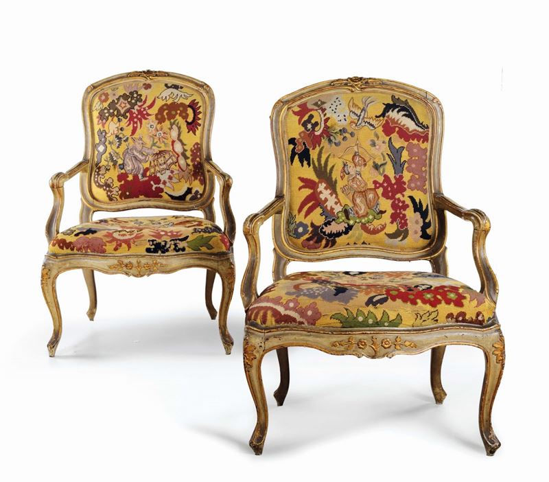 A pair of Louis XV armchairs, Genoa, around 1770  - Auction Mario Panzano, Antique Dealer in Genoa - Cambi Casa d'Aste