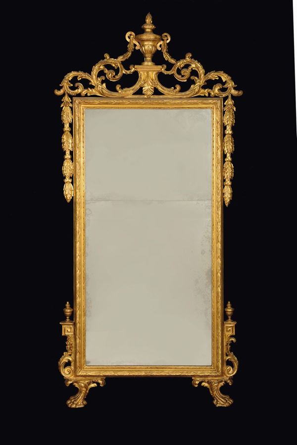 A Louis XVI carved and gilt wood mirror, Genoa, late 18th century