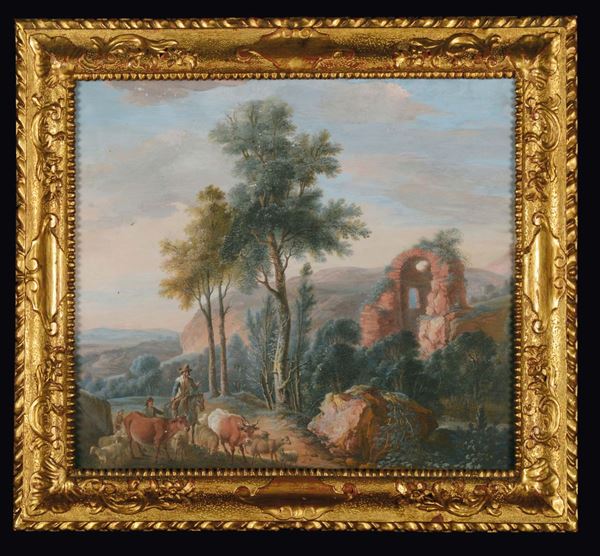 Scuola del XVIII secolo Paesaggi e animali