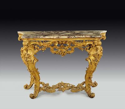Console Luigi XV in Legno Intagliato e Dorato, Genova, Terzo Quarto del XVIII Secolo