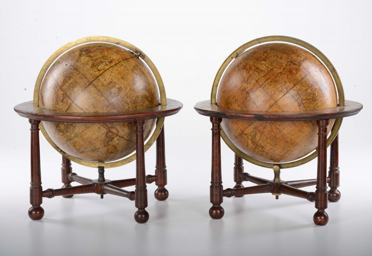 Coppia di Globi Terrestri e Celesti di Wright’s Editi da William Bardin, Londra, Circa 1800