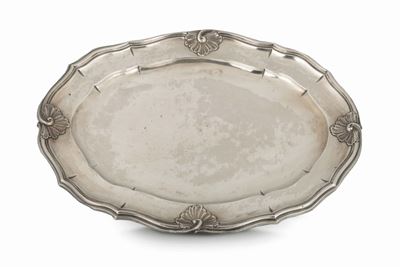 Piatto Ovale in Argento Sbalzato,genova, Settimo Decennio del XVIII Secolo, Marchio Torretta per ...