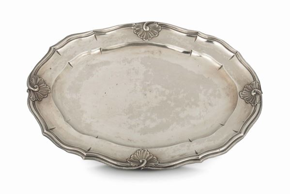 An oval embossed silver plate, Genoa, late 18th century, Torretta mark for the year 176…