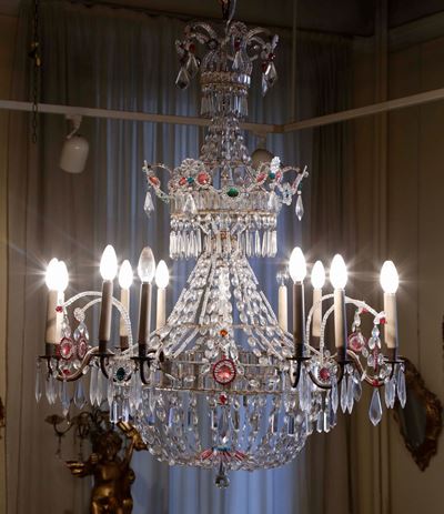 Lampadario a Dodici Luci in Stile Luigi XVI