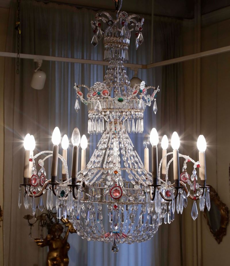 A twelve lights chandelier, Louis XVI style  - Auction Mario Panzano, Antique Dealer in Genoa - Cambi Casa d'Aste