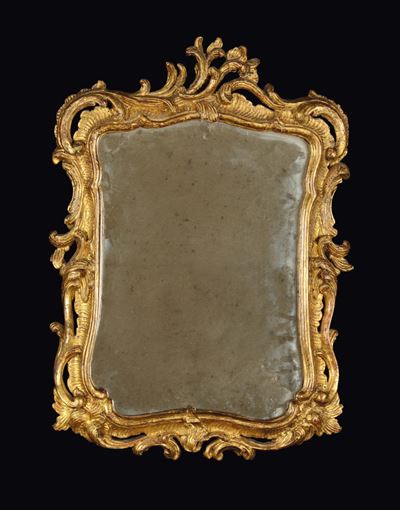 Piccola Cornicetta in Legno Dorato e Intagliato, Genova, Metà del XVIII Secolo