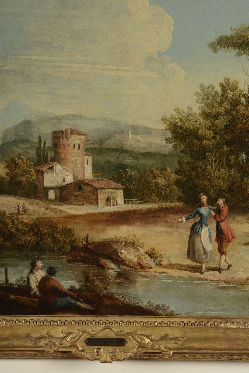 Giovan Battista Cimaroli (1653-1714)paesaggio con Figure
