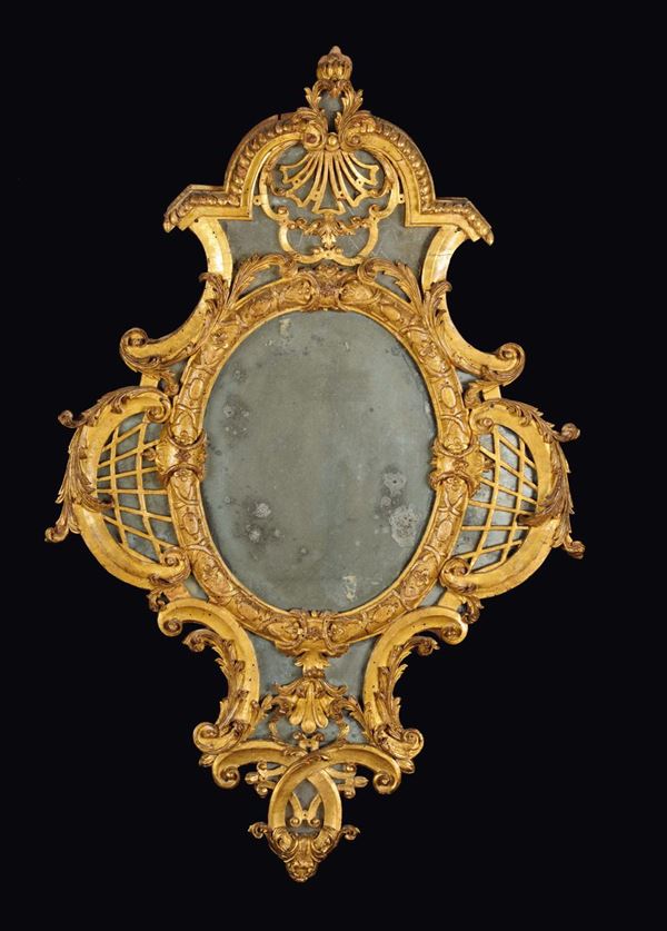 A small mould mirror, Regency style, Piedmont, early 18th century