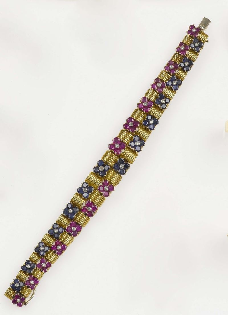 A ruby, sapphire, diamond and gold bracelet  - Auction Fine Jewels - Cambi Casa d'Aste