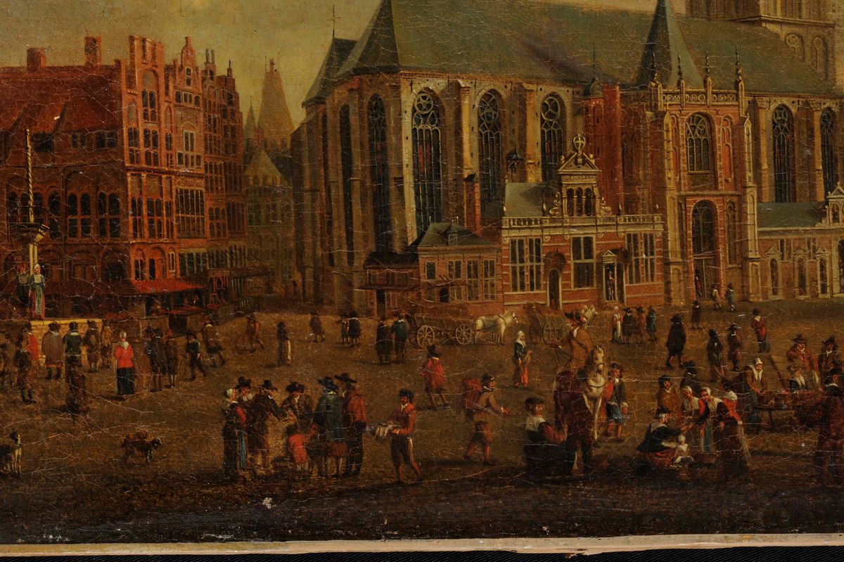Scuola Fiamminga del XVIII Secoloveduta di Piazza con Cattedrale