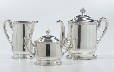 Servizio da Tè e Caffè in Metallo Argentato, Wellner, Firenze