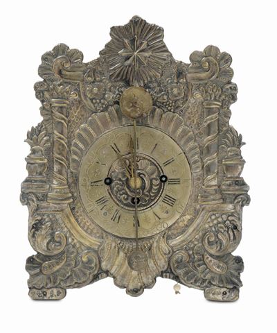 Orologio da Muro con Quadrante in Argento, Austria XIX Secolo