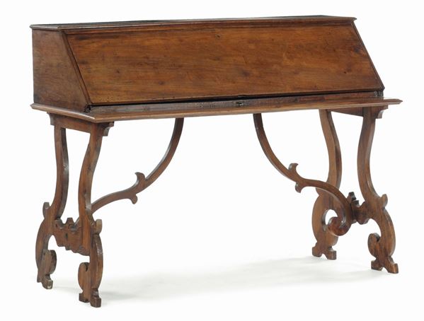 A walnut writing-table with deep-front, central Italy, 17th-18th century