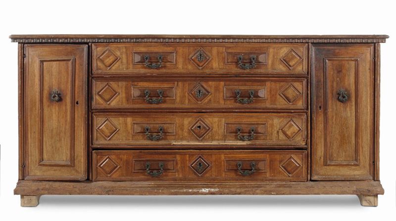 A large cupboard with drawers and doors, Lombardy, 17th century  - Auction Sculpture and Works of Art - Cambi Casa d'Aste
