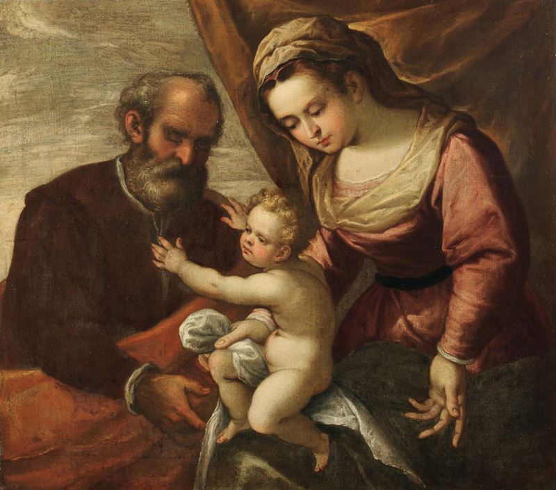 Scuola Veneta del XVII secolo Sacra Famiglia  - Auction Old Masters Paintings - Cambi Casa d'Aste