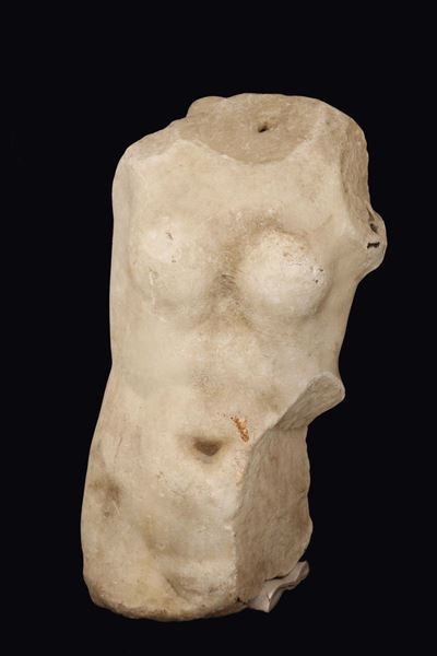 Torso in Marmo Scolpito su Modelli Classici, Scultore del XX Secolo