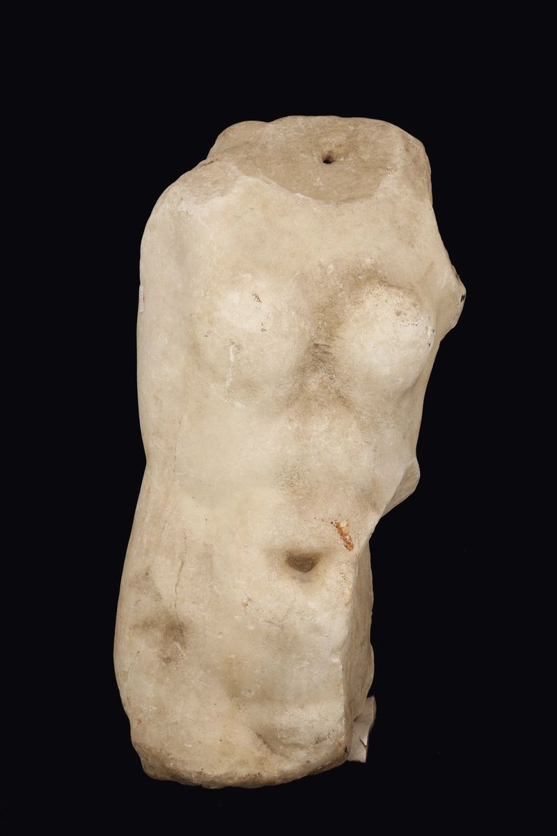 Torso in Marmo Scolpito su Modelli Classici, Scultore del XX Secolo