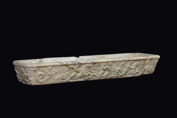 A carved marble rectangular tank, probably Italy, 17th century