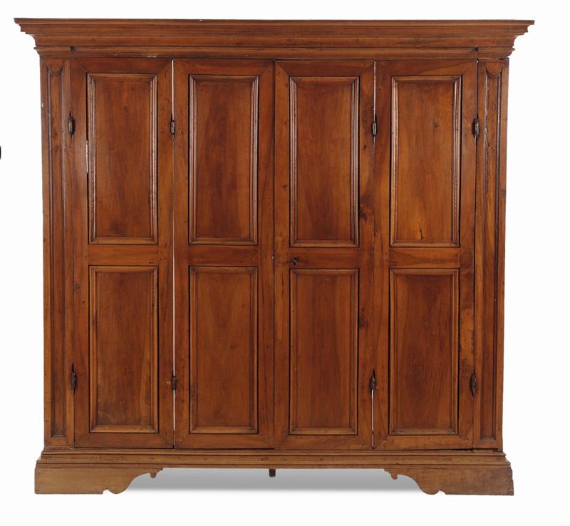 A large walnut four-door wardrobe, Italy, 18th-19th century  - Auction Sculpture and Works of Art - Cambi Casa d'Aste