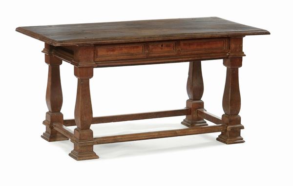 A walnut table with rectangular surface, central Italy, 17th century