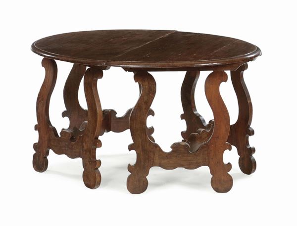 A pair of walnut semi-tables, central Italy, 17th-18th century