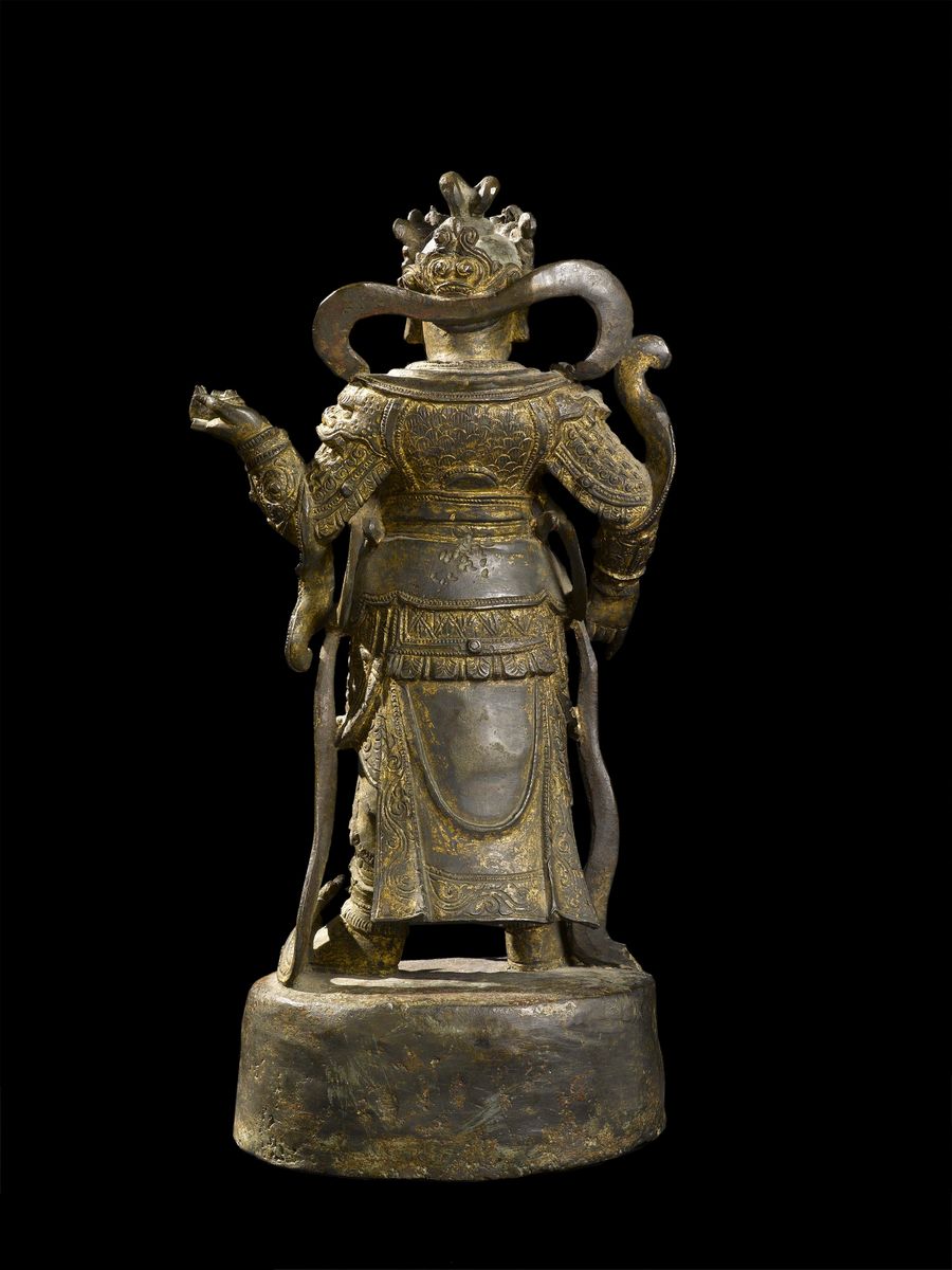 Scultura in Bronzo Raffigurante Guandi, Cina, Dinastia Ming, XVII Secolo