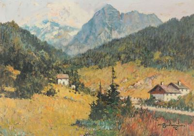 Cesare Bentivoglio (genova 1868-1952)veduta Montana