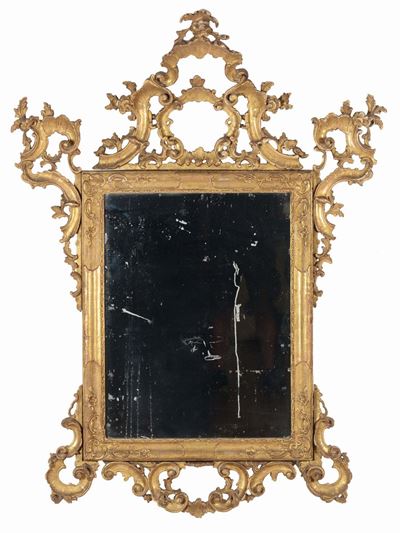 Specchiera Luigi XIV in Legno Dorato a Mecca, Venezia, XVIII Secolo
