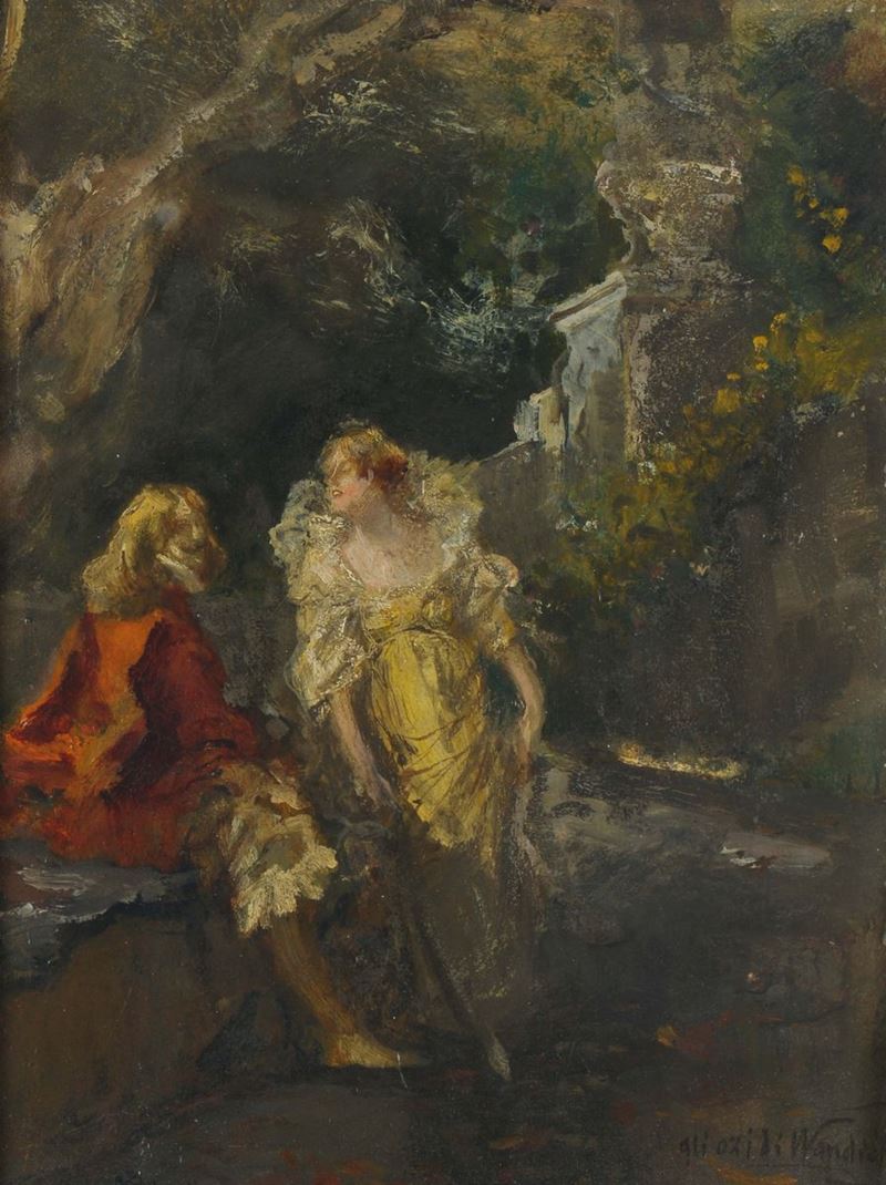 Pompeo Mariani (Monza 1857 - Bordighera 1927) I capricci di Van Dyck  - Auction 19th and 20th century paintings - Cambi Casa d'Aste