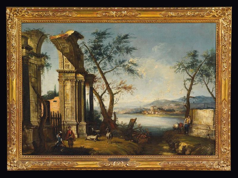 Michele Marieschi (Venezia 1696-1743), attribuito a Veduta di fantasia con architettura  - Asta Fine Art Selection - Cambi Casa d'Aste