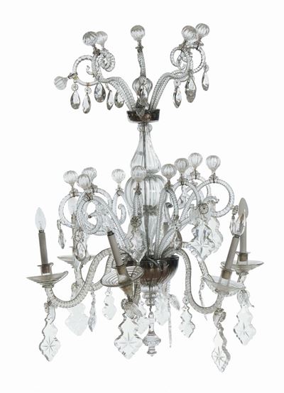 Lampadario in Cristallo di Boemia a Sei Luci, XX Secolo