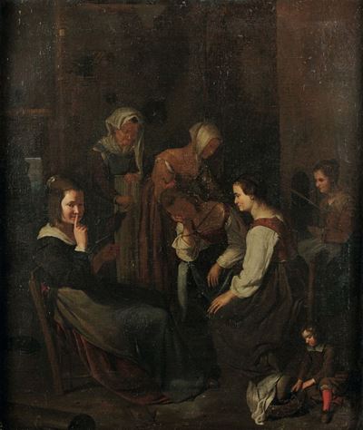 Scuola Olandese della Fine del XVIII Secolointerno con Figure