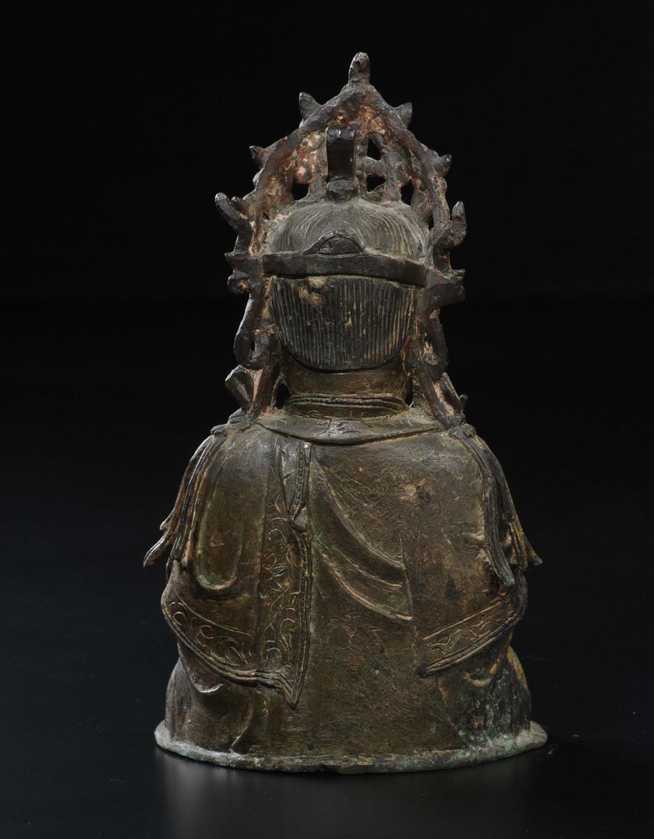 Figura di Maitreya con Ruyi tra le Mani in Bronzo con Tracce di Doratura, Cina, Dinastia Ming, XV...