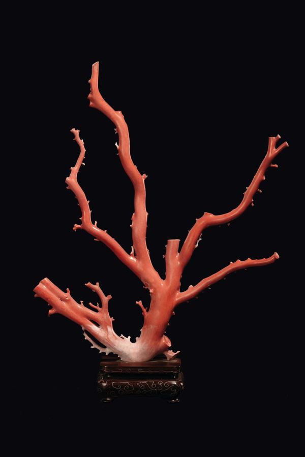 An hand-worked coral branch, China, Qing Dynasty, late 19th century