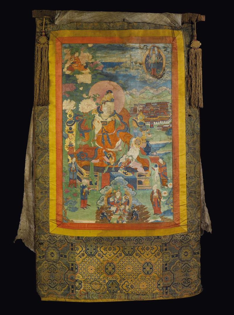 Scroll in seta raffigurante divinità, Tibet, XVIII secolo  - Asta Fine Chinese Works of Art - Cambi Casa d'Aste