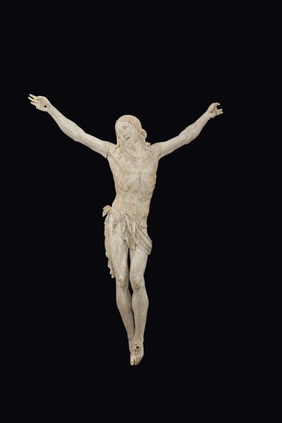 Cristo in Avorio Fossile, Francia XVII-XVIII Secolo