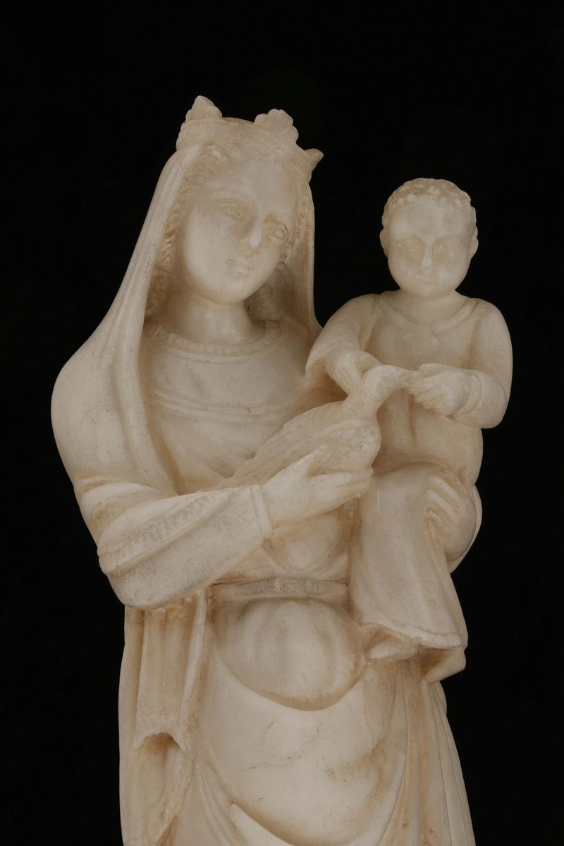 Madonna con Bambino in Alabastro, Scultore Fiorentino della Cerchia di Andrea Pisano, 1340-1345 C...