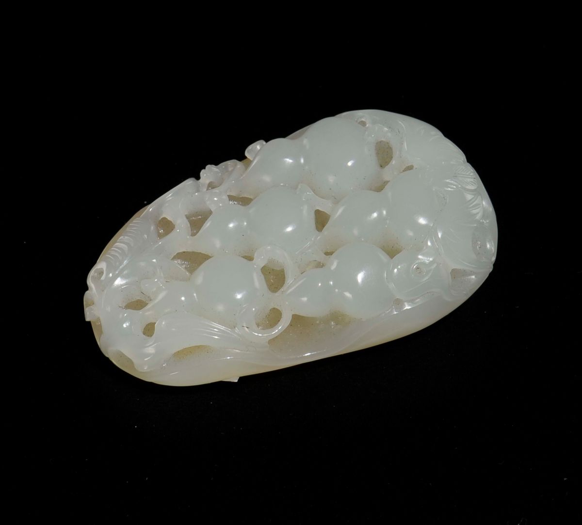 Piccola Giada Bianca con Doppie Zucche a Rilievo, Cina, Dinastia Qing, XIX Secolo