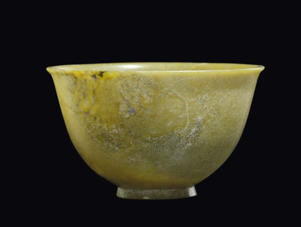 A yellow jade cup, China, Qing Dynasty, Qianlong Period (1736-1795)