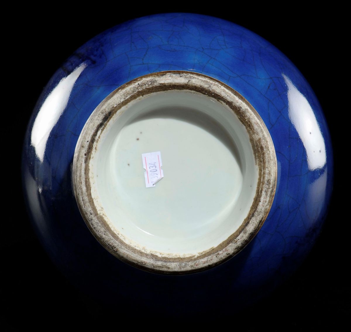 Vaso a Bottiglia in Porcellana Monocroma Blu, Cina, Dinastia Qing, XIX Secolo