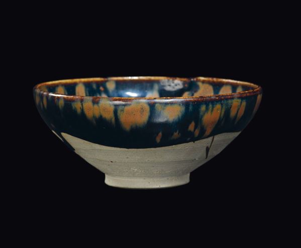 A black and brown splashed Jun bowl, China, Song Dynasty, 13th century
