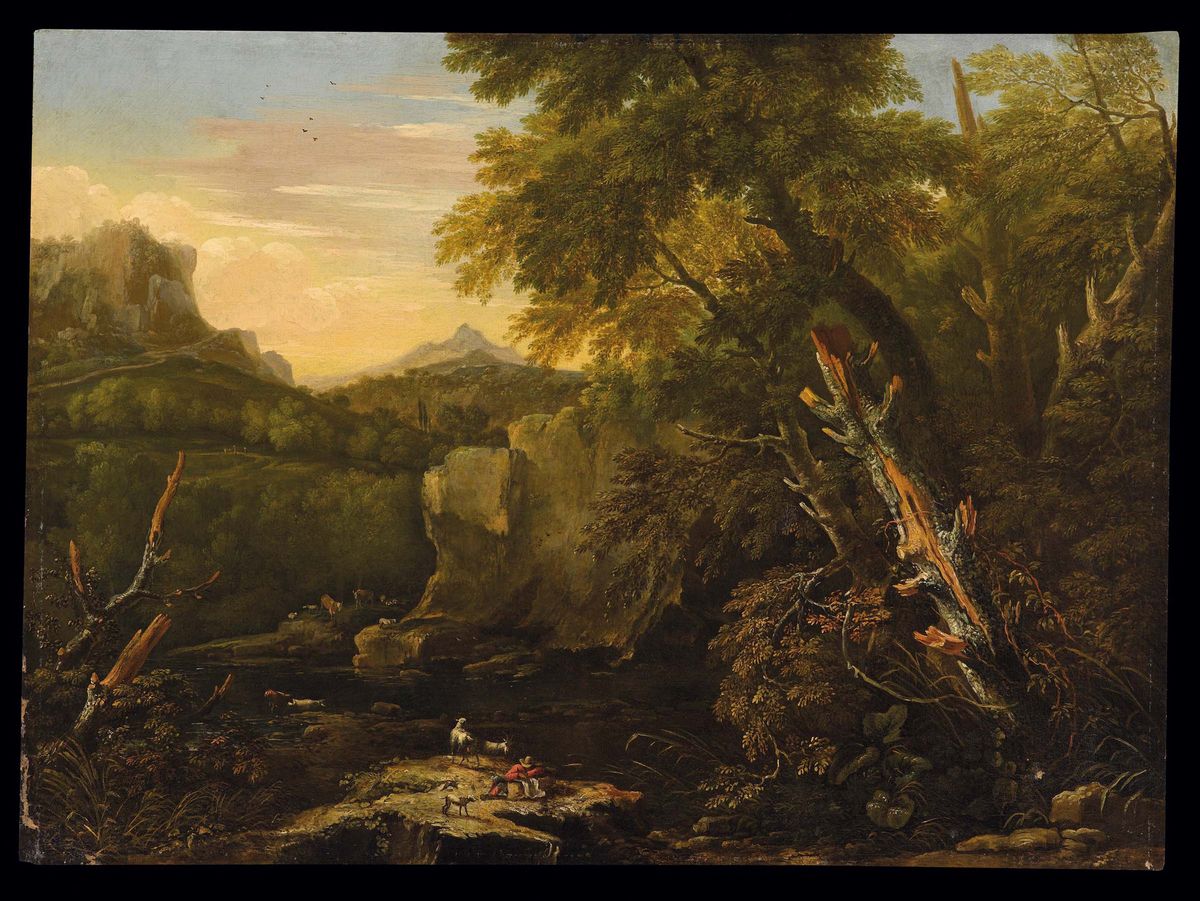Pietro Montanini (perugia 1603-1679)coppia di Paesaggi