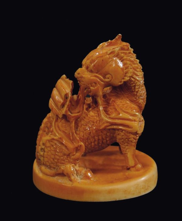 A carved ivory Pho dog seal, China, Qing Dynasty, 19th century