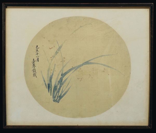 Five paintings on paper depicting landscape, horses, fishes and flowers with inscriptions, China, 20th century