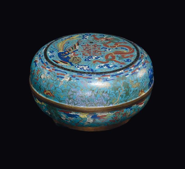 A cloisonné box with phoenix and dragon, China, Qing Dynasty, Qianlong Period (1736-1795)