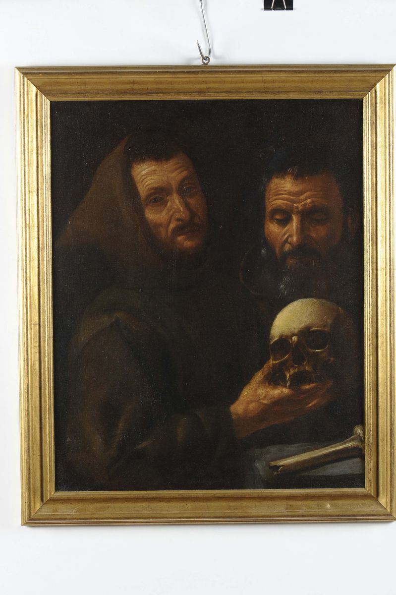 Pittore Lombardo dell'inizio del XVII secolo Ritratti di francescani con teschio  - Auction Fine Art Selection - Cambi Casa d'Aste