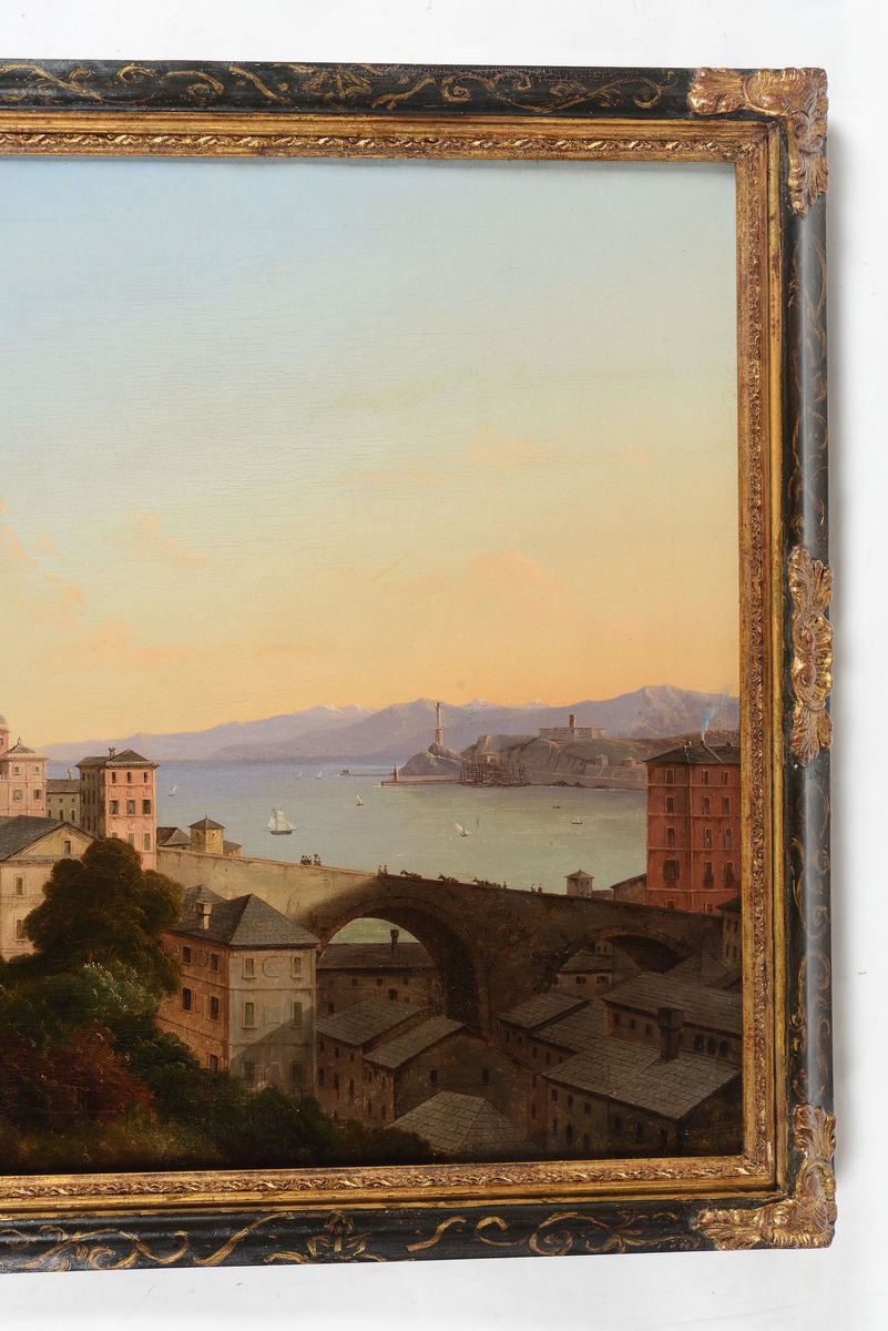 Scuola Genovese Dell’inizio del XIX Secoloveduta di Genova con la Basilica di Carignano Veduta di...