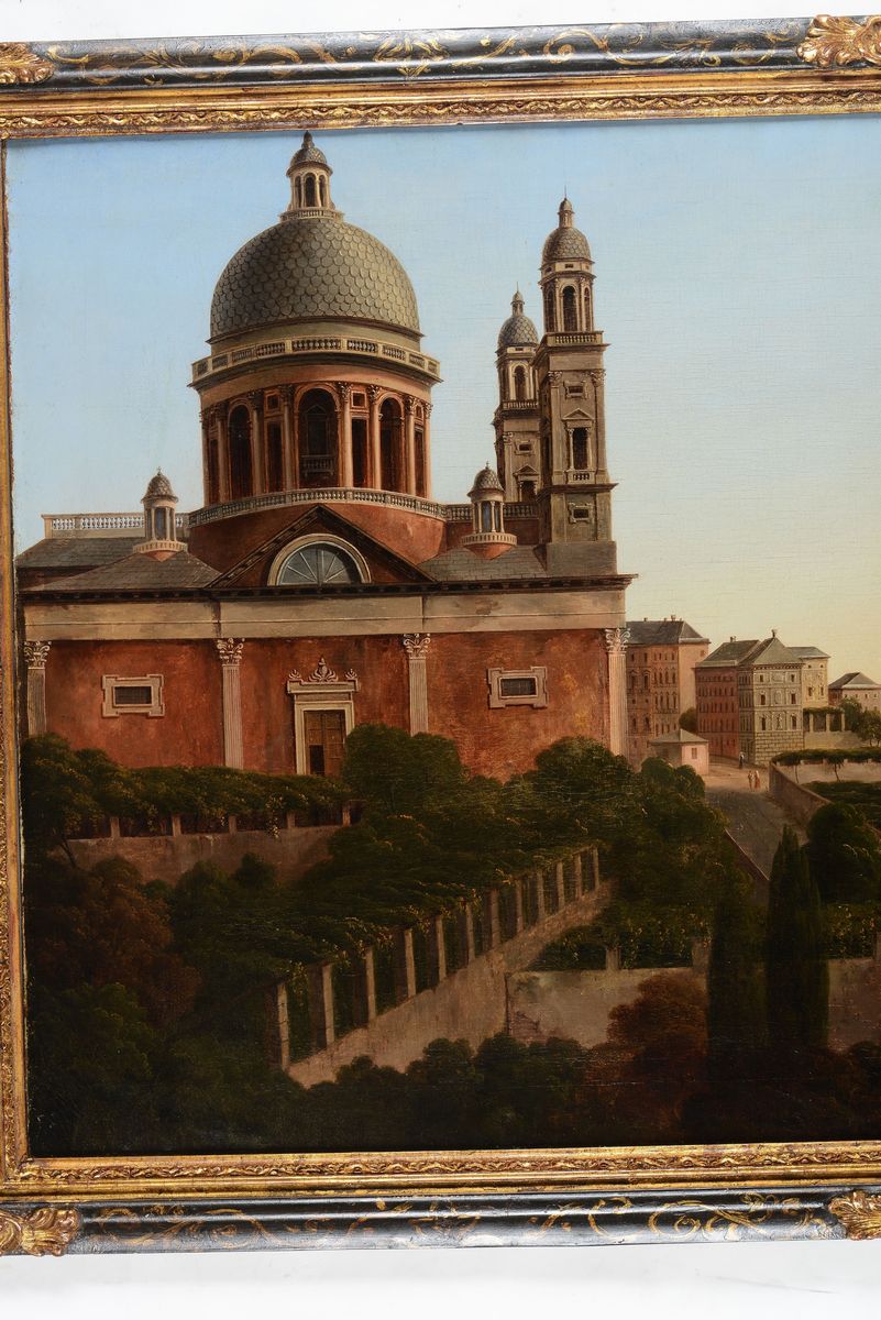 Scuola Genovese Dell’inizio del XIX Secoloveduta di Genova con la Basilica di Carignano Veduta di...