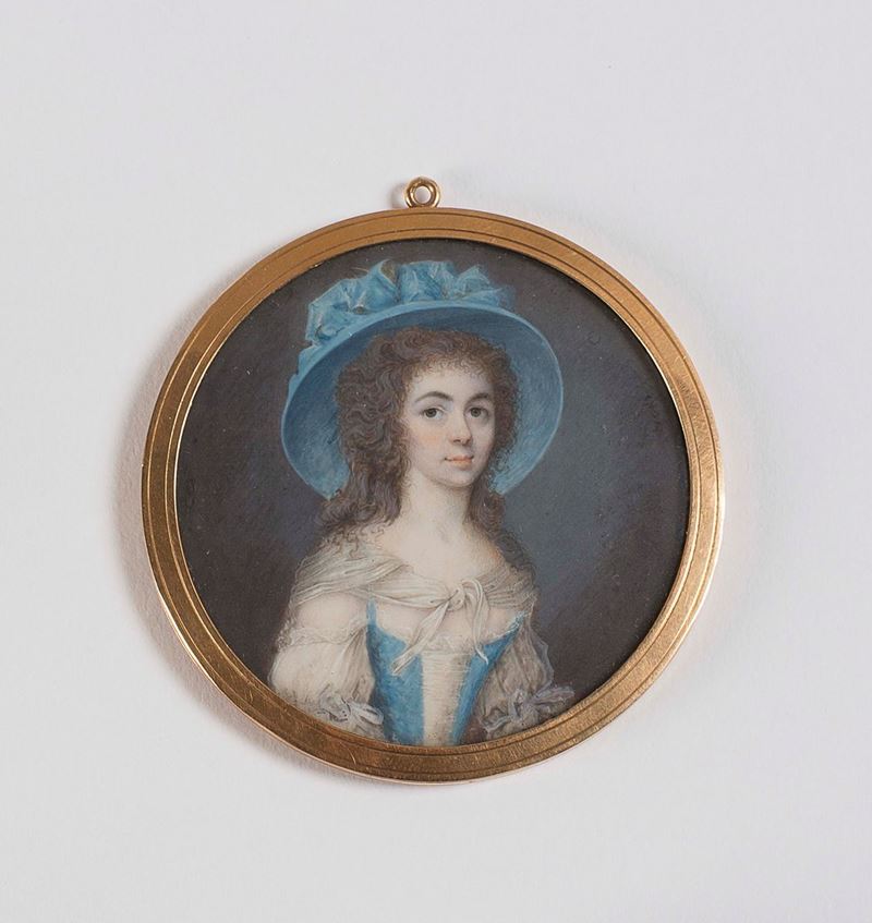 Giuseppe Tresca (?- 1816) Dama con cappello  - Asta Fine Art Selection - Cambi Casa d'Aste